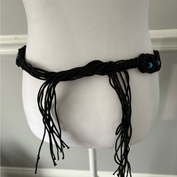 Black and Gold Beaded Women's Boho braided macrame belt - Picture 5 of 6